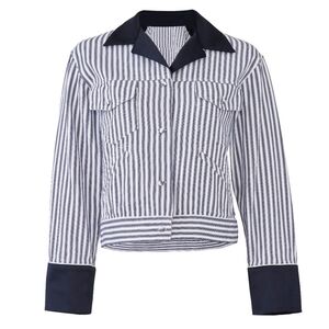 Harvey Faircloth French Workwear Striped Chore Jacket Satin Collar